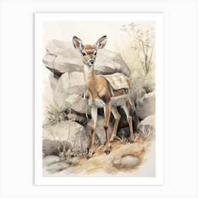 Storybook Animal Watercolour Gazelle 1 Art Print