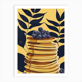 Art Deco Pancake Stack With Blueberries 1 Art Print