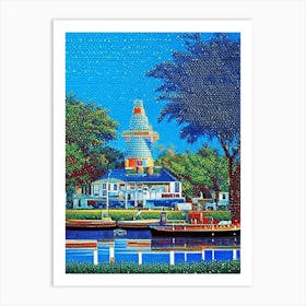 League City, City Us  Pointillism Art Print