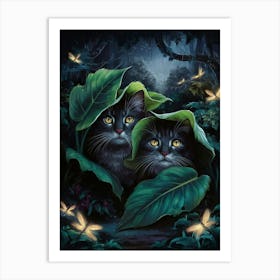 Two Cats In The Forest 2 Art Print