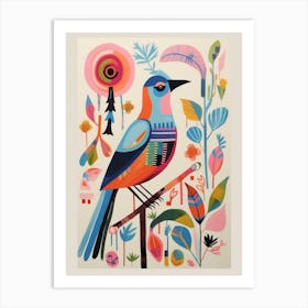 Colourful Scandi Bird Lark 2 Art Print