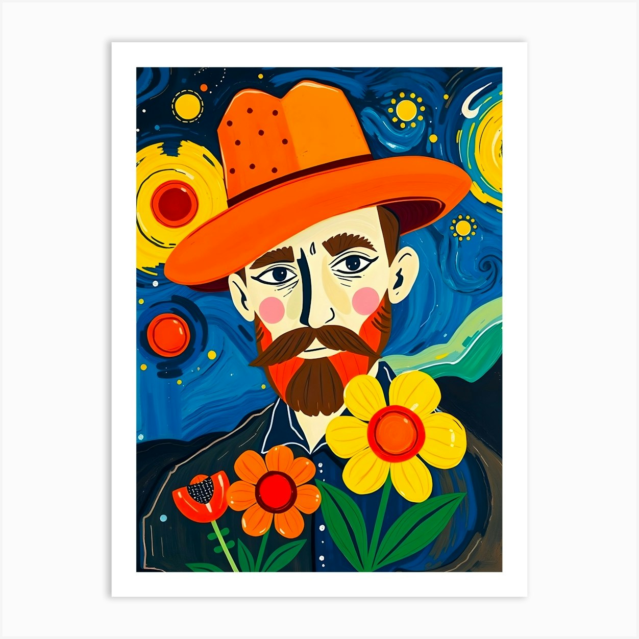 Starry Night Vincent Van Gogh Style Art Print by ARTISTIC AVENUE