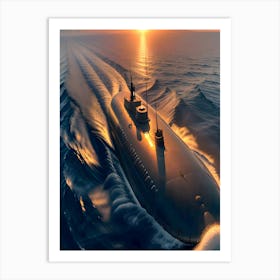 Submarine In The Ocean -Reimagined 5 Art Print