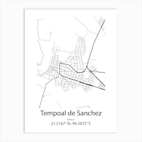 Tempoal De Sanchez,Mexico Minimalist Map Art Print