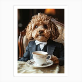 Cavapoo Having Afternoon Tea 3 Art Print