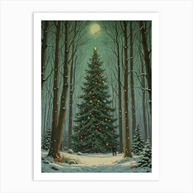 Christmas Tree In The Woods Art Print