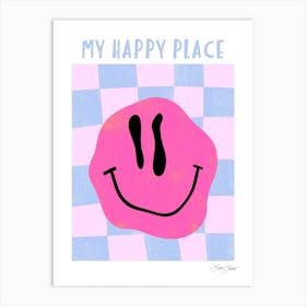 Pink Smiley - Happy Place Art Print