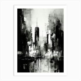 Cityscape Abstract Black And White 2 Art Print