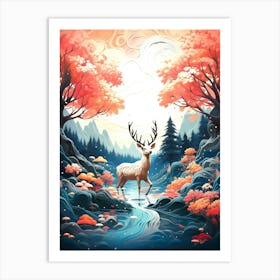 Deer In The Forest 2 Art Print