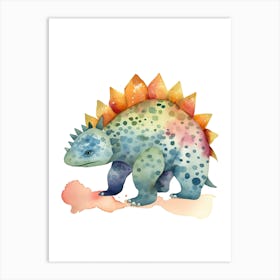 Baby Ankylosaurus Dinosaur Watercolour Illustration 3 Art Print