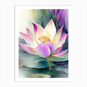Sacred Lotus Watercolour 1 Art Print