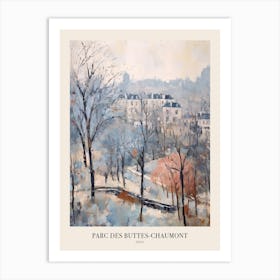 Winter City Park Poster Parc Des Buttes Chaumont Paris France 1 Art Print