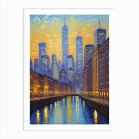 New York City At Dusk 1 Art Print