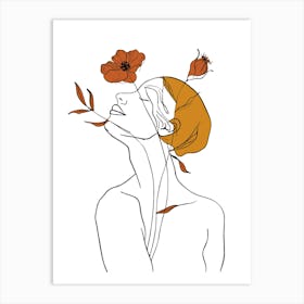 Woman With Flowers 1 Art Print