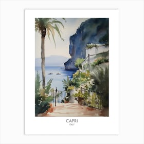 Capri Watercolour Travel Poster 2 Art Print