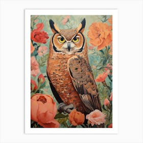 Great Horned Owl 1 Detailed Bird Painting Art Print