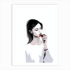 Woman Drinking Wine Art Print