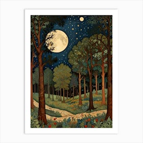 William Morris Moonlight Forest 8 Art Print