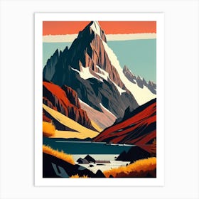 Torres Del Paine National Park Chile Retro Art Print