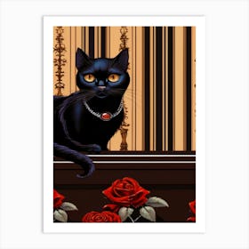 Victorian Black Cat 1, Black Cat Collection Art Print