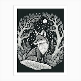 A Clever Fox In The Midst Of A Midnight Hunt Art Print