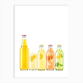 Set Of Bottles With Drinks Art Print