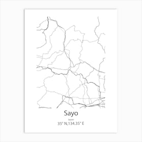 Sayo,Japan Minimalist Map Affiche