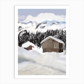 Snowing Mountain Art Print