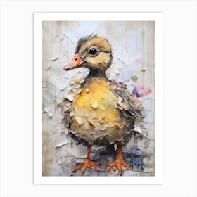Textured Mixed Media Duckling Collage 3 Art Print