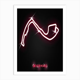 Circuit De Monaco Monaco F1 Track neon Art Print