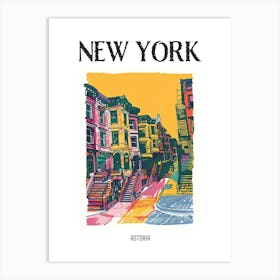 Astoria New York Colourful Silkscreen Illustration 1 Poster Art Print