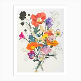 Portulaca 1 Collage Flower Bouquet Art Print