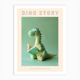 Pastel Green Toy Dinosaur Reading A Book Poster Art Print