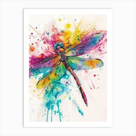 Dragonfly Colourful Watercolour 4 Art Print