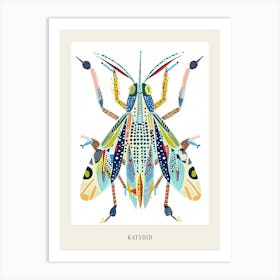 Colourful Insect Illustration Katydid 4 Poster Art Print