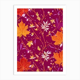 Abstract Autumnal Wallpaper Featuring A Vivid Top View Of An Oak And A Maple Tree Their Branches Ab Art Print