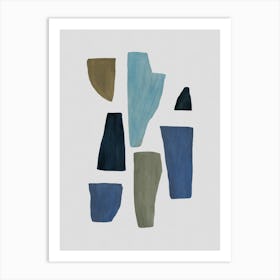 Blue & Brown Abstract Art Print