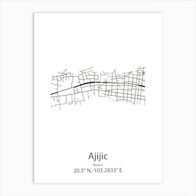 Ajijic,Mexico Minimalist Map Art Print