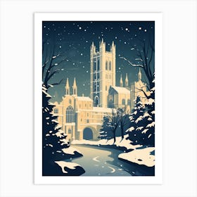 Winter Travel Night Illustration Canterbury United Kingdom 1 Art Print