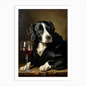 Dog With A Glass Of Wine Art Print
