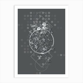 Vintage Harebell Of St.Angelo Flower Botanical with Line Motif and Dot Pattern in Ghost Gray n.0245 Art Print