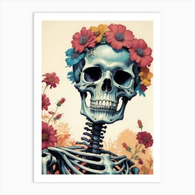 Floral Skeleton In The Style Of Pop Art (29) Art Print