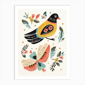 Folk Style Bird Painting Finch 2 Art Print