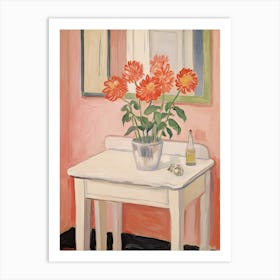Bathroom Vanity Painting With A Peony Bouquet 3 Art Print