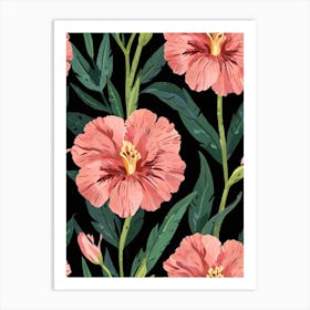 Seamless Pattern With Pink Flowers Art Print