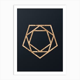 Abstract Geometric Gold Glyph on Dark Teal n.0393 Art Print