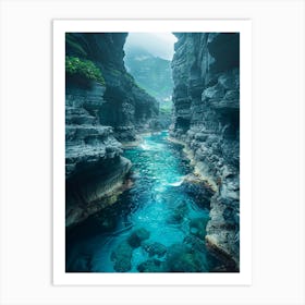 Blue Water In A Gorge 1 Art Print