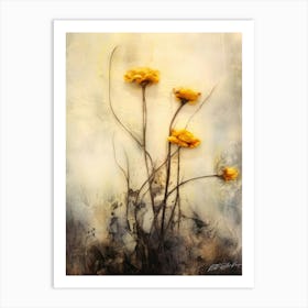 Encaustic Flowers - Yellow Flowers Art Print