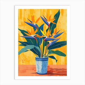 Bird Of Paradise Flowers On A Table   Contemporary Illustration 1 Art Print
