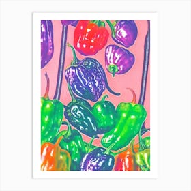 Habanero Pepper 2 Risograph Retro Poster vegetable Art Print